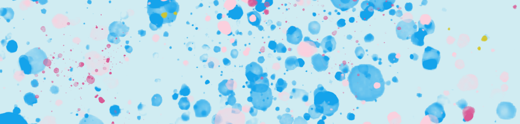 Splatters of paint - blue, pink and yellow